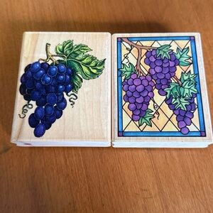 Rubber Stampede Grape Design Wood-Mounted Rubber Stamps Set 2